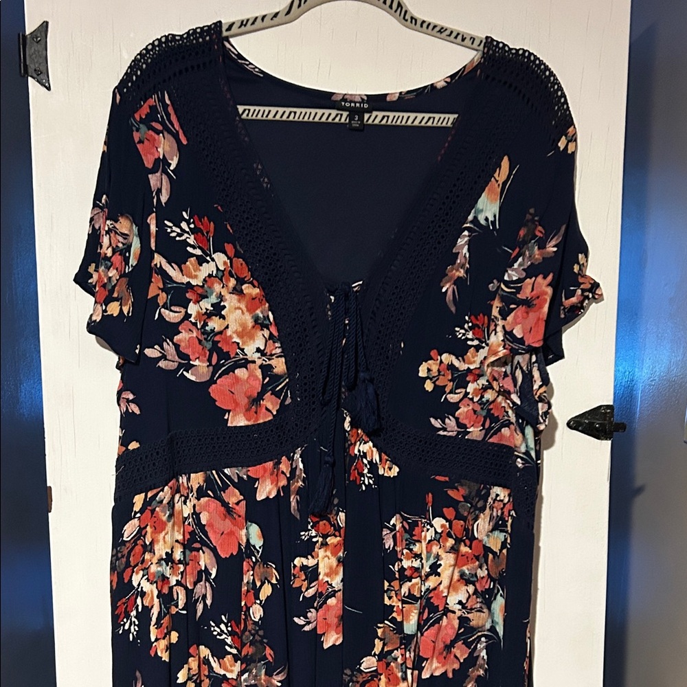 Torrid Navy Floral Midi Dress